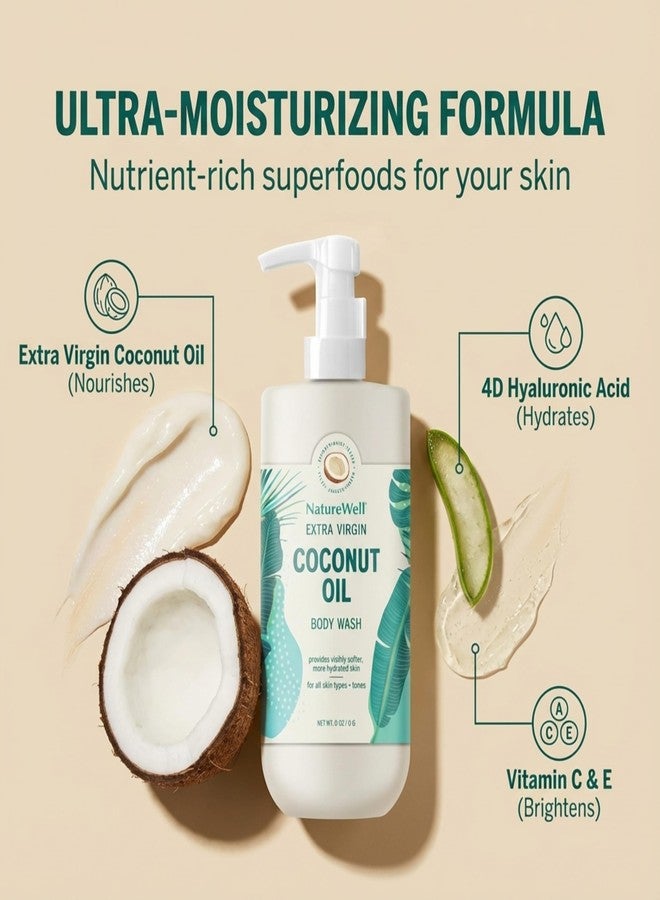 NATURE WELL Extra Virgin Coconut Oil Ultra-Moisturizing Body Wash, Gentle & Creamy Formula Packed with Antioxidants, Vitamins A, C & E, & Squalane, Provides Gentle Cleansing & Intense Hydration, 33 oz - Image 2